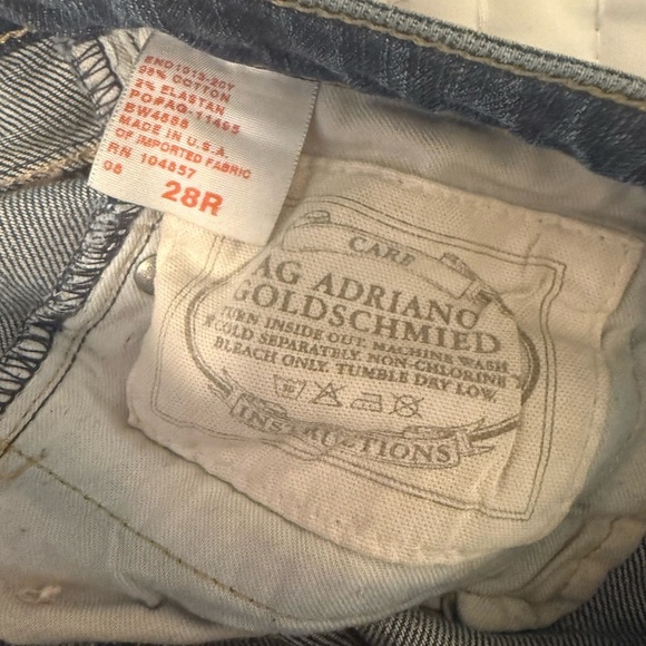 AG Adriano Goldschmied Angel Boot Cut Jeans Size 28R Medium Wash Distressed - Picture 7 of 11